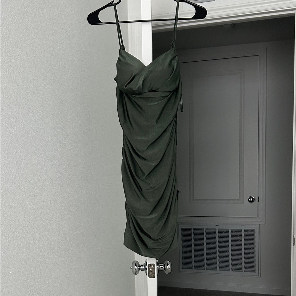 Windsor Forest Green Draped Mini Dress